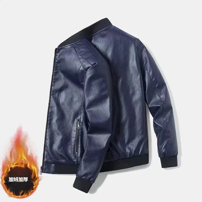-2263 Autumn And Spring Mens Stand Collar Jacket Natural Leather Thin Section Plus Velvet Fashion Jacket Motorcycle Youth 240822