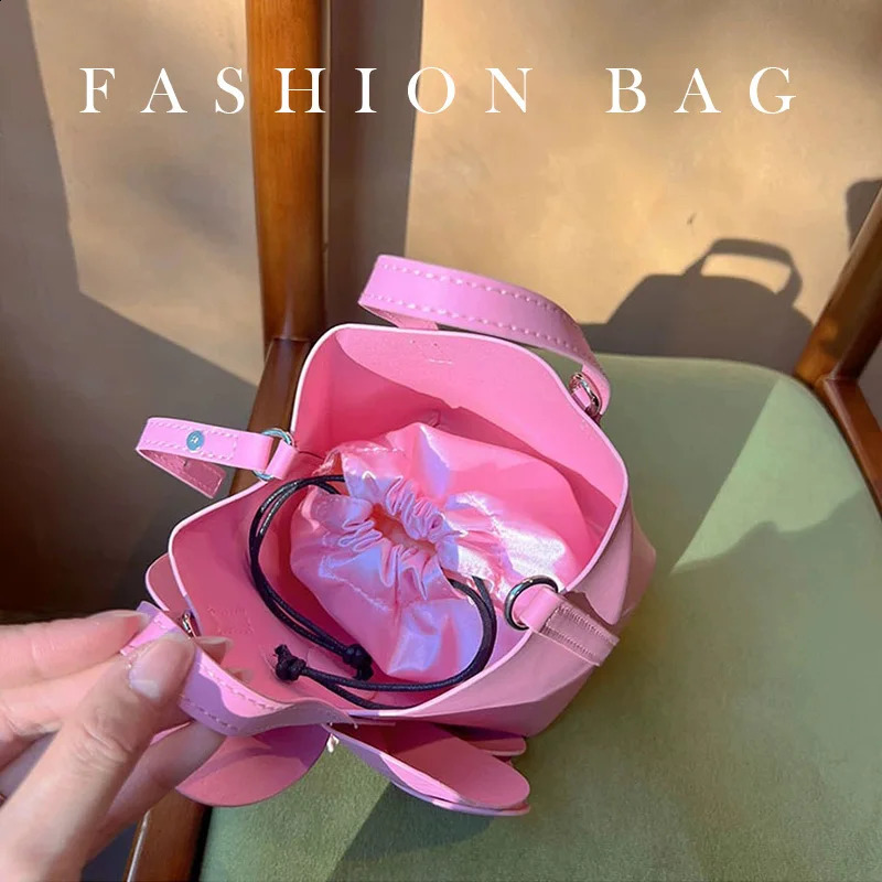 Pink n Flower Clutch Bag Elegant Womens Handbag Party Evening Wedding Wallet Girl Small Hand Hanging 240823