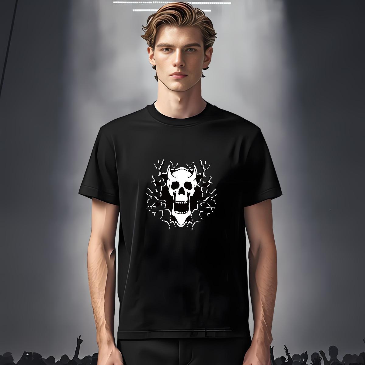 TOP Quality Man T Shirts 230g Pure Cotton skull Sports Casual DIY Crew Neck Breathable Men Clothes T-Shirt Custom Tees Shirts