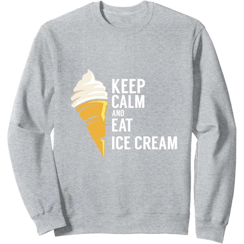 Long Sleeve Shirts for Men sweatshirt Keep Calm And Eat Ice Cream Sweet Flavor Tasty Sweatshirt T shirt Tee Streetwear Casual tops clothes