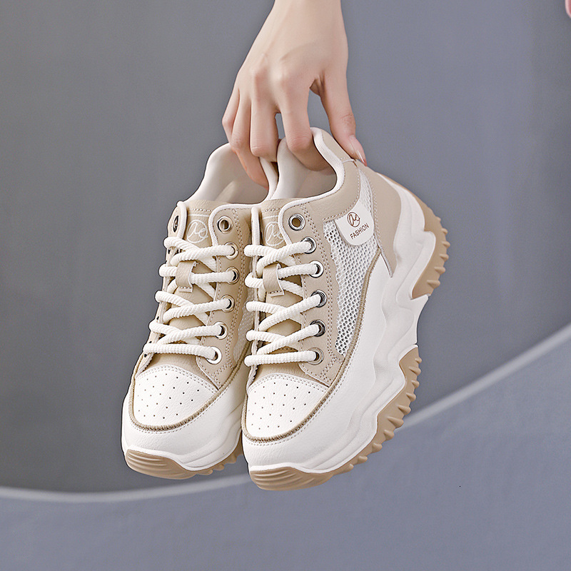Ddmysports Women S New White Spring And Hollow Thick Soled Summer Mesh Breathable Dad Shoes OUTDOOR