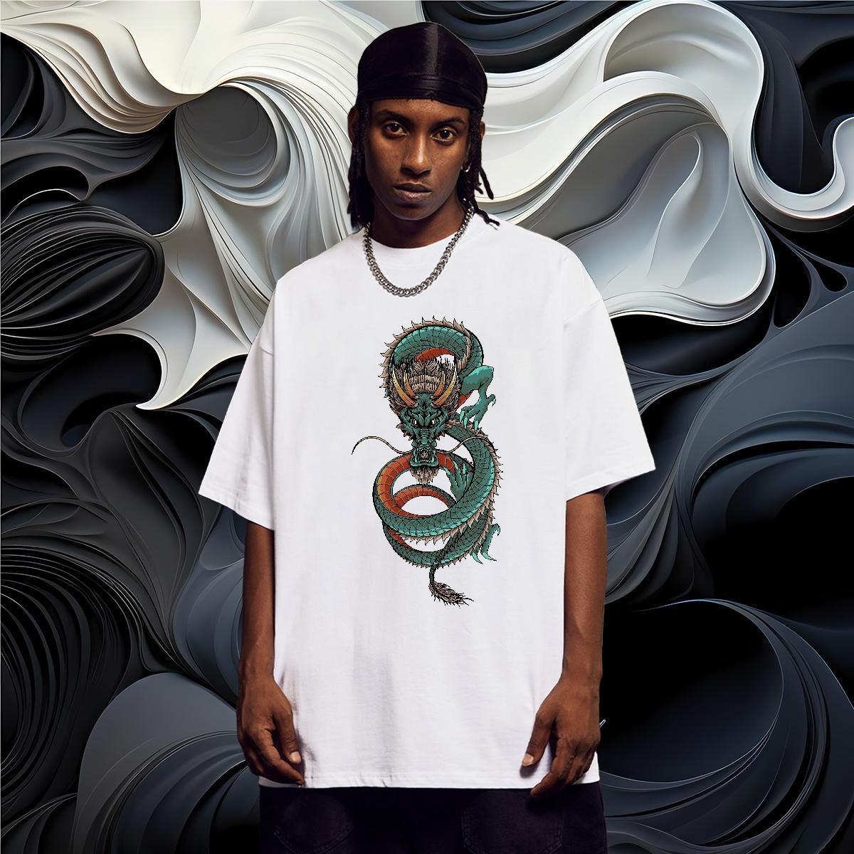 Unisex T Shirt For Man 100% Cotton 230g dragon Casual Beach Custom Print Oversized Short Sleeve O-Neck Couples T Shirts 2024 Tee Shirt