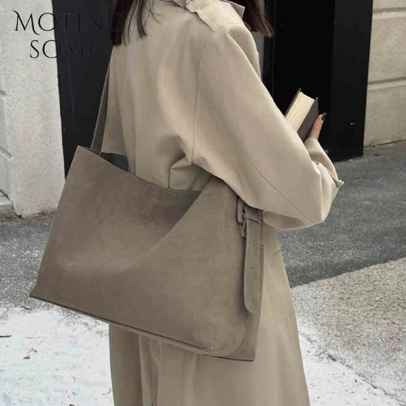 Free Shipping Shoulder Bags Motingsome Oversize Women Bag Suede Leather Winter Frosted Cow Skin Handbag And Purses Retro Lady 2025 designer bag Luxury