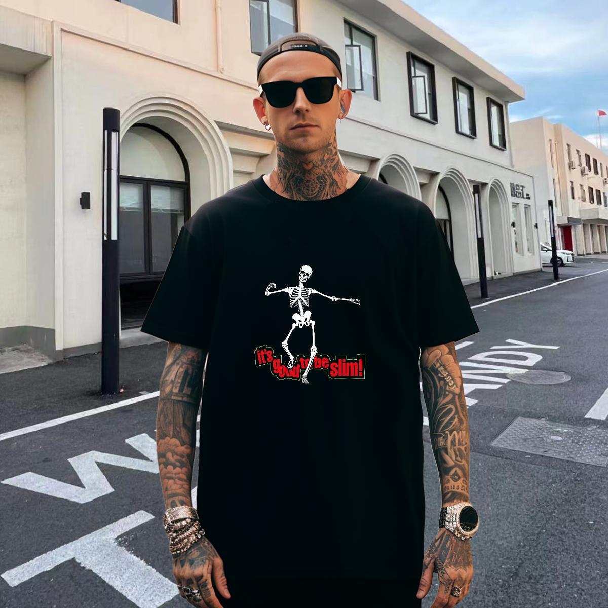 Designer Men T Shirts 230g Cotton skull Hip Hop Street Graphic Crew Neck Tshirt for Man Woman New Arrival Polos