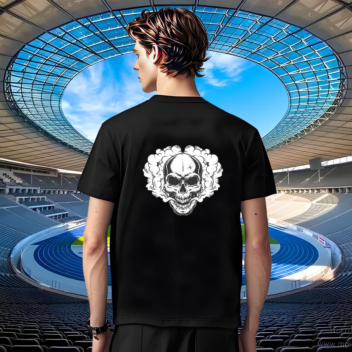 Wholesale Man T Shirts 230g Pure Cotton skull Daily Outfit Graphic Round Neck Short Sleeve Tshirt for Man Woman Customized Tees