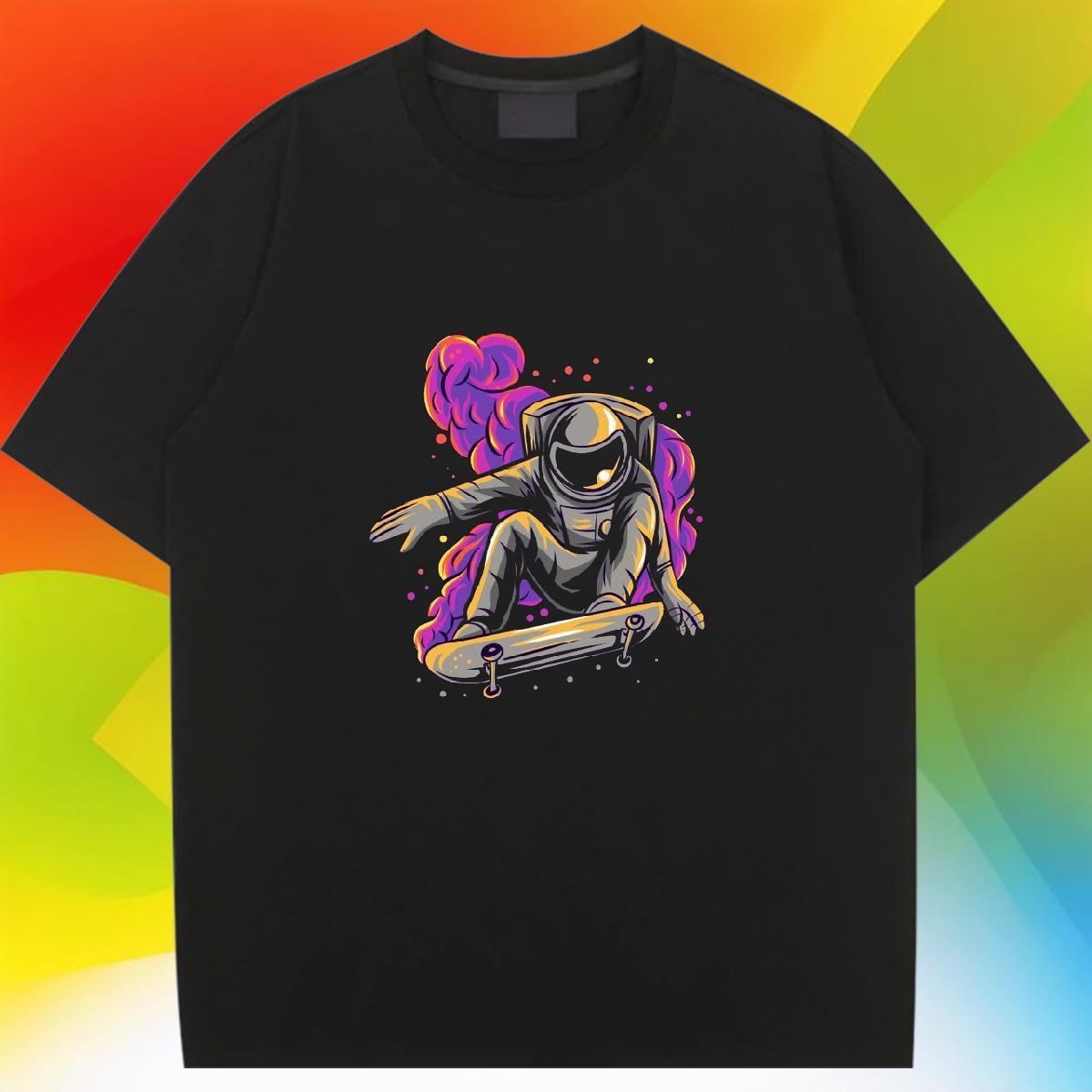 Unisex Couples T Shirts 100% Cotton 230g universe Beach T Shirts Women Breathable Crew Neck DIY Printed Tee Shirt