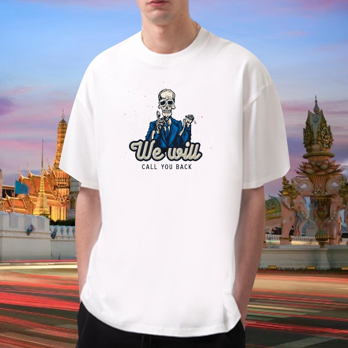 Cool Design Man T Shirts 230g Pure Cotton skull Casual Oversized 4XL Breathable Soft Men Clothes T-Shirt Casual New Tees