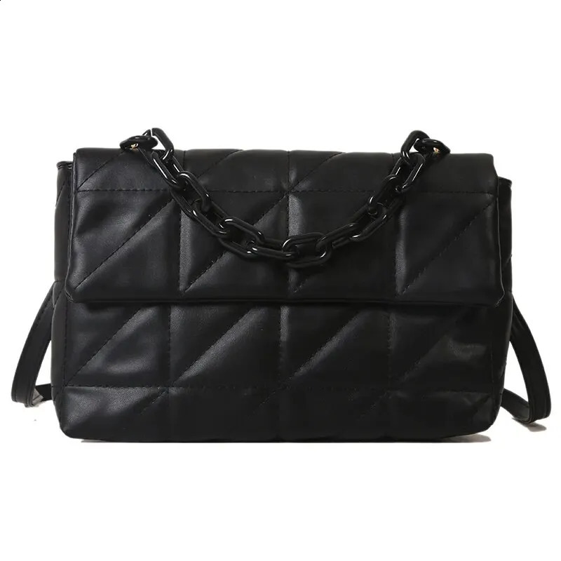 Fashion Trend Womens Hand Handbag 2023 Chain Embellished Single Shoulder Crossbody Purse Black y240826