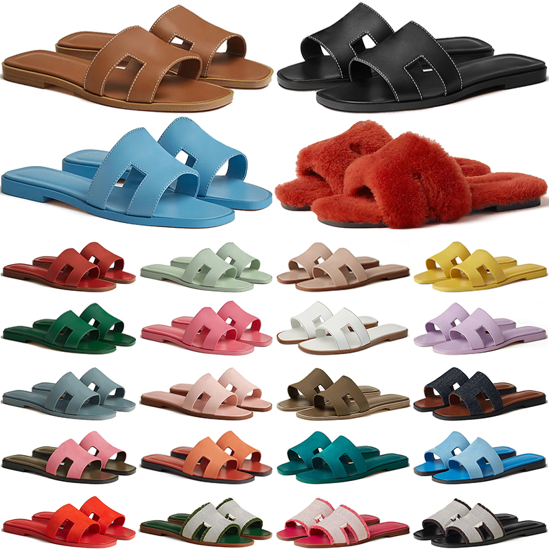 free shipping designer sandals women slides slippers triple black white brown red pink blue green ladies sandal leather slipper womens sliders