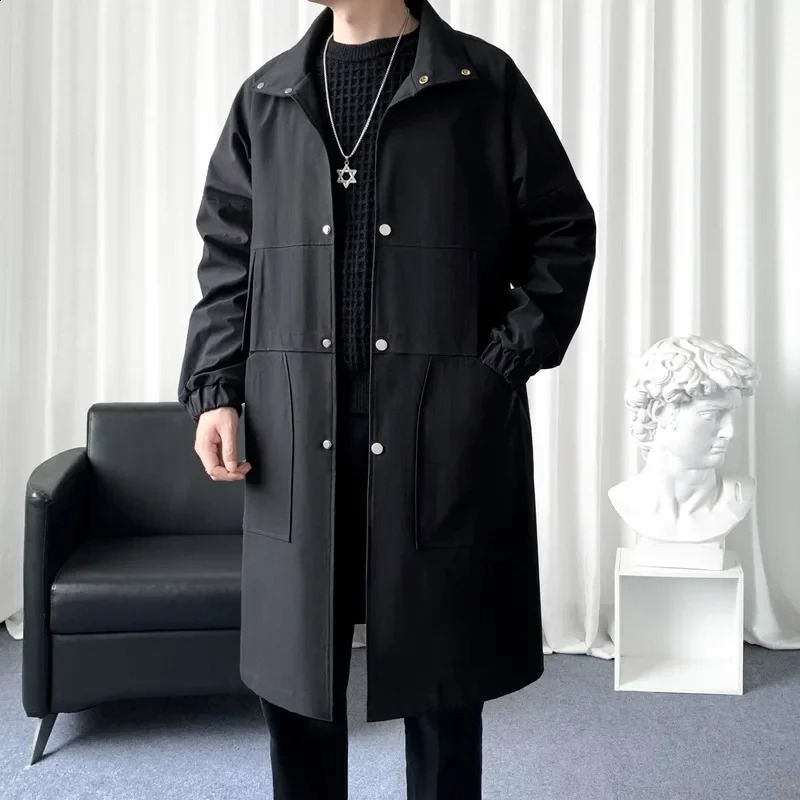 Autumn and Winter Windbreaker Mens Coat Medium Long Assault Jacket Windproof and Warm Hooded Oversized Trench Coat Men 240822