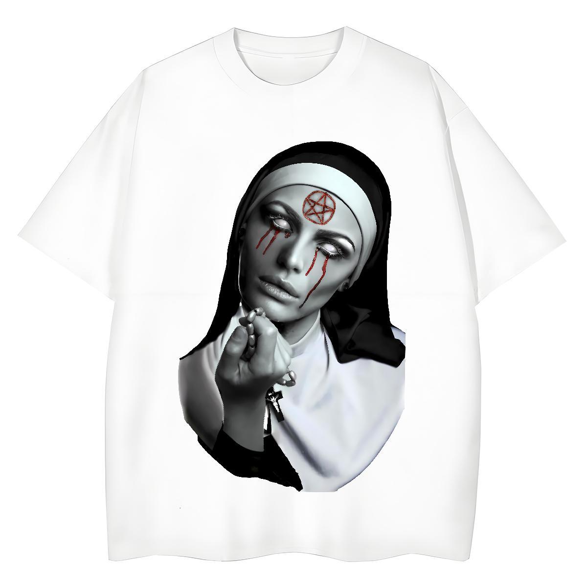 Nice Lady T shirt 230g 100% Cotton nun Sports Casual T Shirts Women Breathable Crew Neck Custom Cartoon Tees Shirts