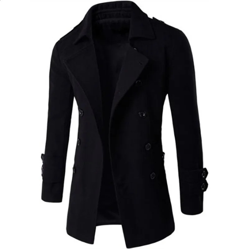 Men British Style Double Breasted Trench top Coat Mens Long trench Coat Masculino male Clothing Classic Drop Overcoat 240822