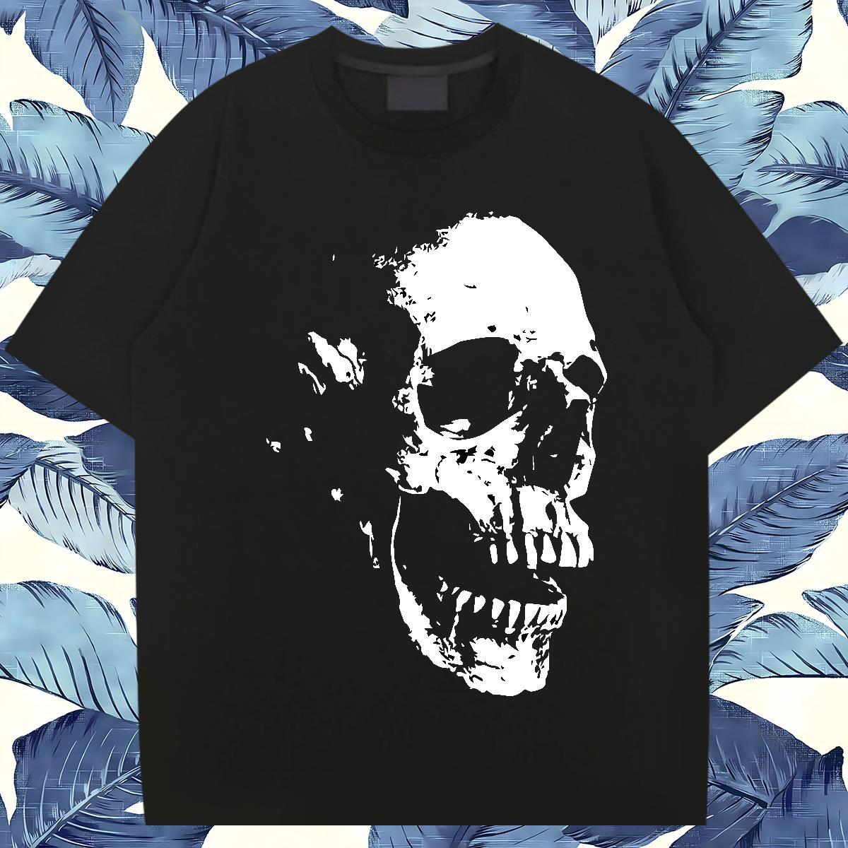 TOP Quality T Shirt For Man 230g 100% Cotton skull Daily Outfit Oversized 3XL 4XL Short Sleeve O-Neck Couples T Shirts 2024 Tops Shirt
