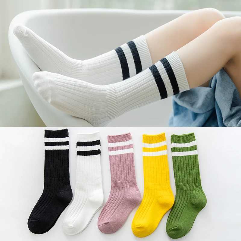 1 pair of childrens socks for boys and girls knee high soft cotton baby socks striped childrens socks school sports socks for children aged 1-12 X2503