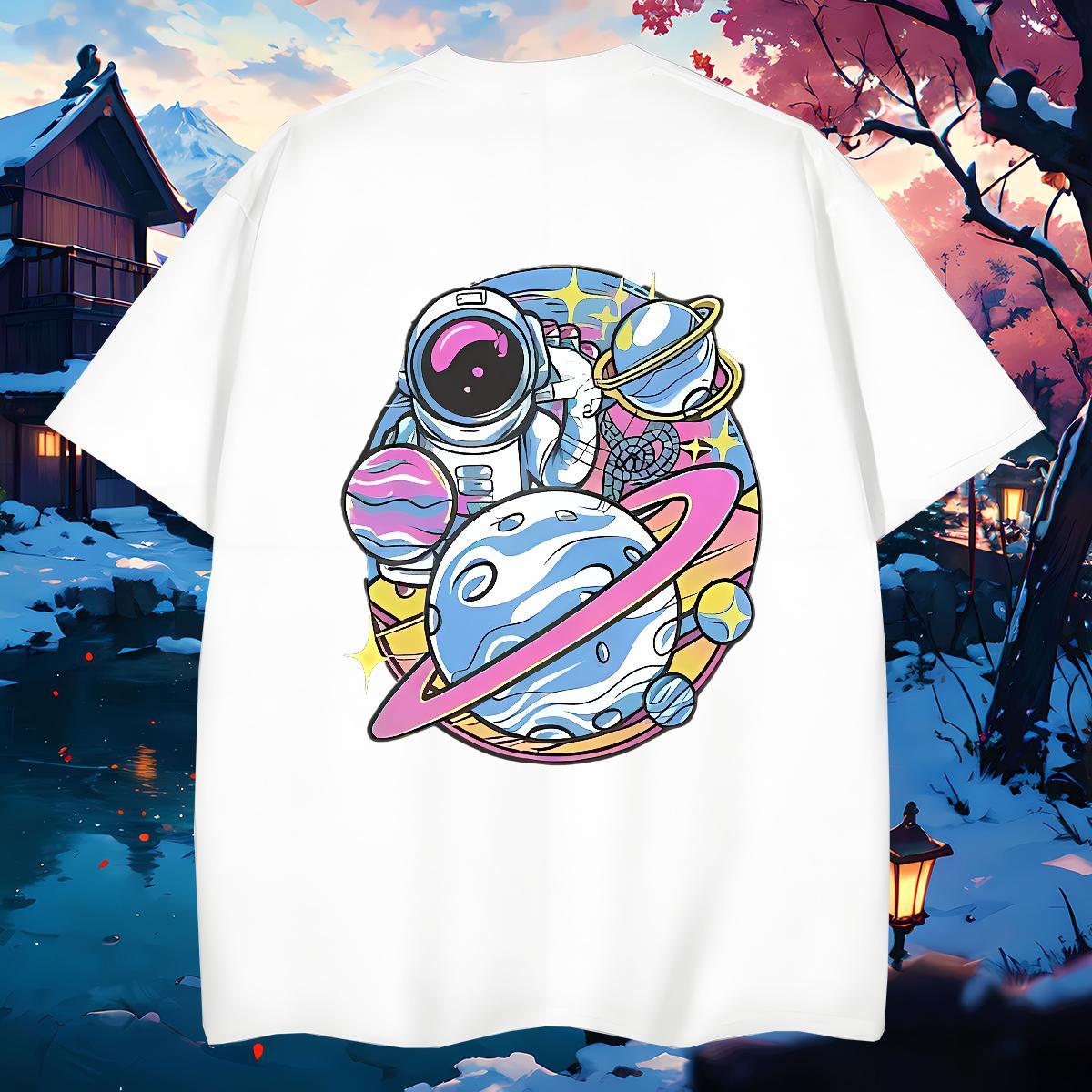 Wholesale T-Shirts for Men 230g 100% Cotton spaceman Beach White Plus Size Breathable Men Tshirts 2024 Designer Wear