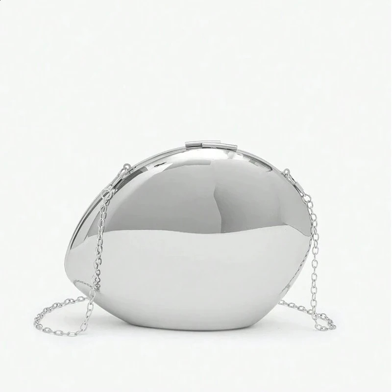 er Acrylic Shell Shape Clutch Bag Gold Silver Women Evening Party Bag Cute Shiny Metal Shoulder Crossbody Bags Small Purse 240907