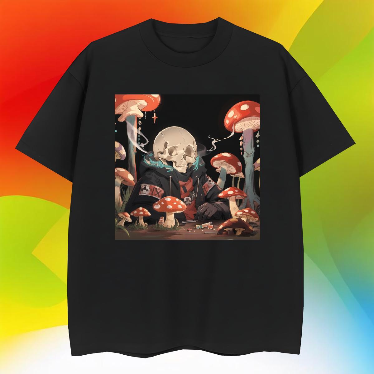 Loose Man T Shirts 230g Cotton skull Beach DIY Breathable Short Sleeve Men Tshirts Fashion Casual Tops Shirt