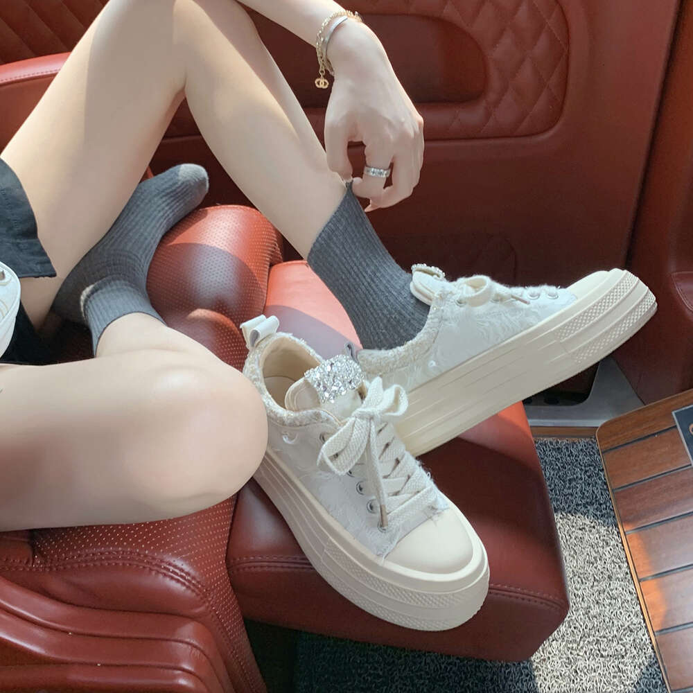 Ddmysports Igh Version Grape Mom S Same Style White Women Board Shoes Sequins Breathable And Height Increasing Straps Casual Thick Soled Canvas OUTDOO