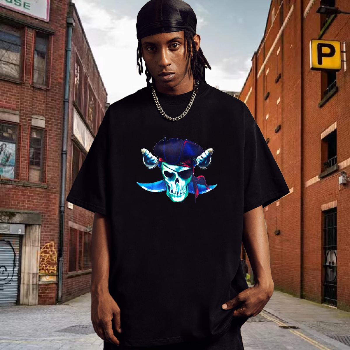 Loose Mens T Shirts 230g 100% Cotton skull Hip Hop Street Plus Size Cartoon Short Sleeve Soft Tshirts Designer Fashion Tees Shirts