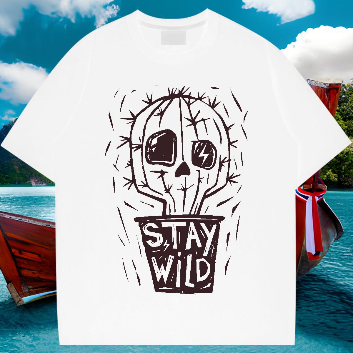Loose Fit Mens T Shirts 230g 100% Cotton skull Sports Casual Anime Breathable Short Sleeve Men Tops Tees Custom Tee Shirt
