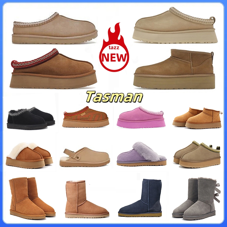 Tasman Boots slipper tazz Slides sandals Classic Winter Warm Designer Women Snow black sand Fur Ankle Booties Mules Scuffs Chestnut Neumel mini Ultra Boot shoe 35-43