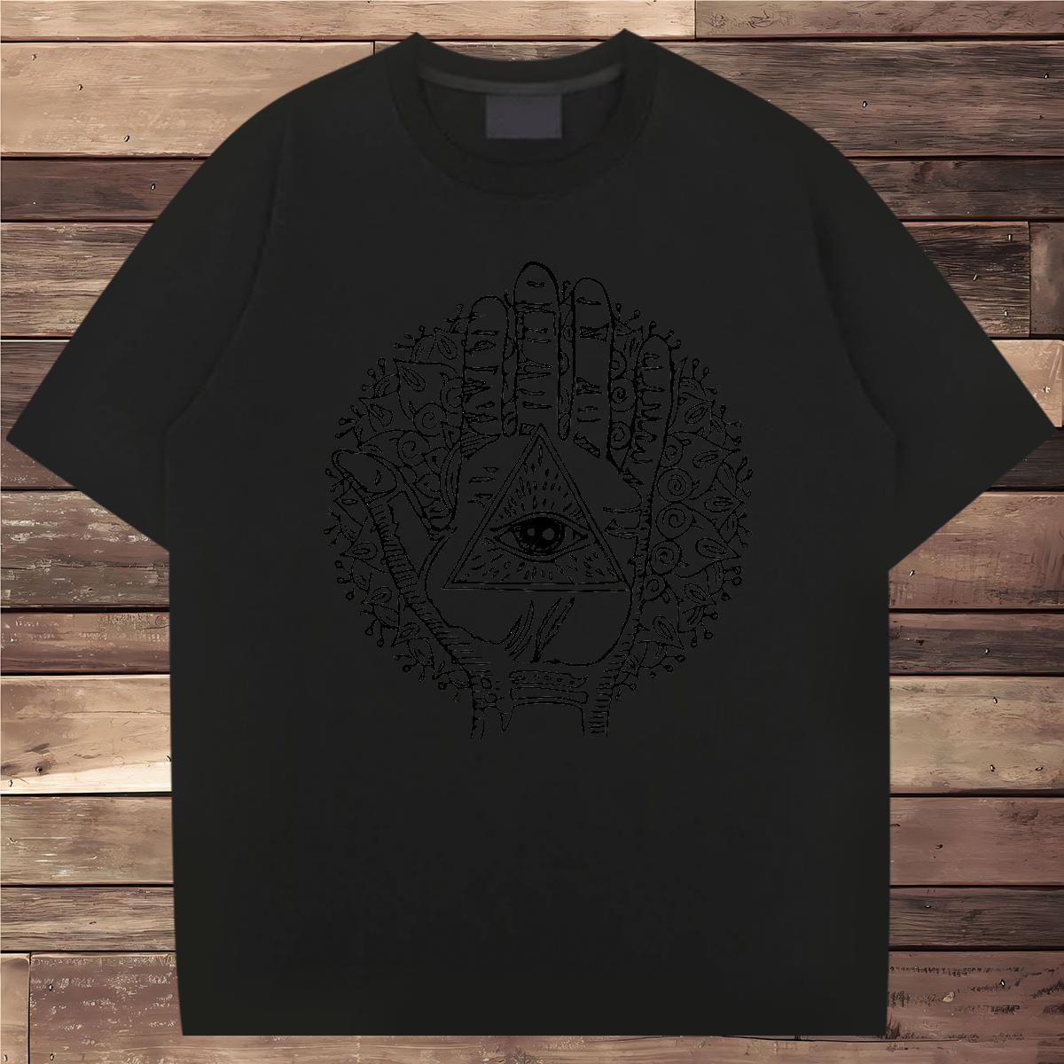 Popular T Shirt For Man 100% Cotton 230g eye of the devil Casual White Plus Size Breathable Crew Neck Men Tops Tees New Designer Clothings