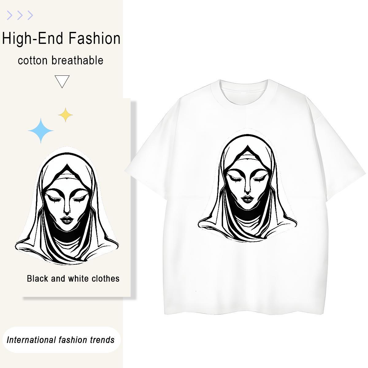 Lady Couples T Shirts 230g Pure Cotton nun Casual T-Shirts Breathable Custom Cartoon Polos