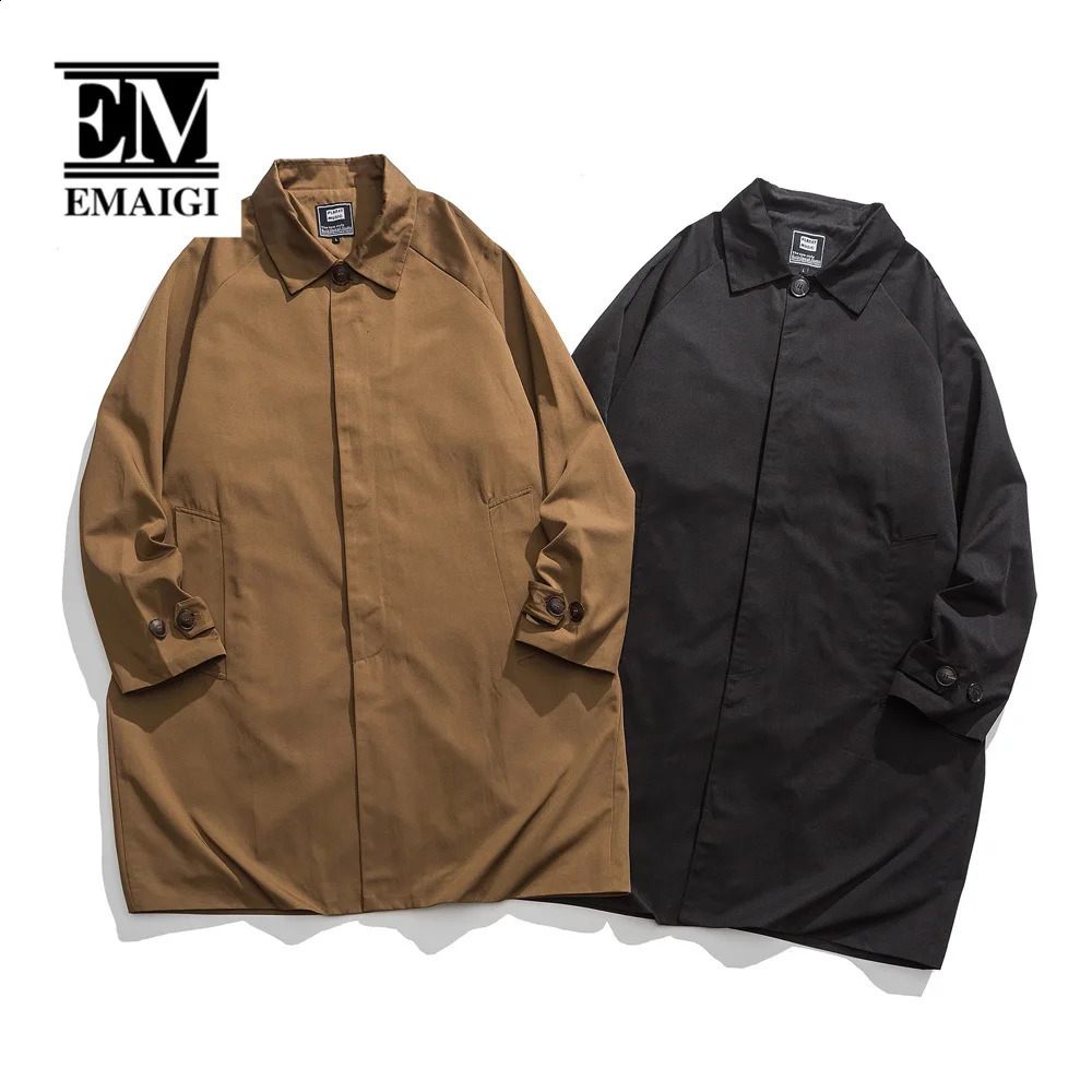 Men Japan Korean Streetwear Fashion Loose Casual Vintage Long Trench Coat Male Women Oversize Windbreak Jacket Outerwear 240822