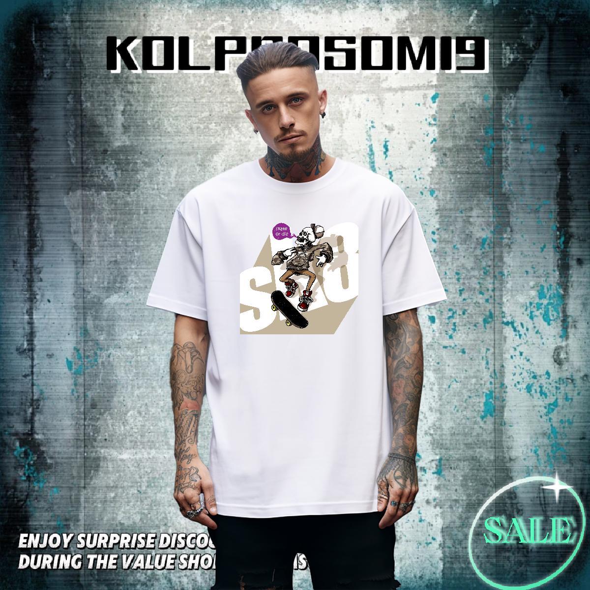 Free Shipping T Shirts Men 230g Pure Cotton skateboarding Beach Anime Print Round Neck Short Sleeve Couples T Shirts 2024 DIY Tops Shirt
