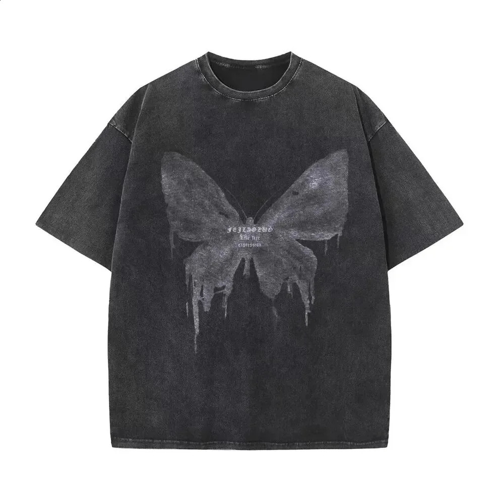 230G 100% pure cotton highquality retro short sleeved Tshirt mens Y2K American womens summer hiphop Harajuku 240822