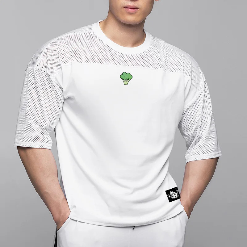 Mens summer quick drying mesh breathable casual short sleeved oversized Tshirt fitness clothing sports running w240824
