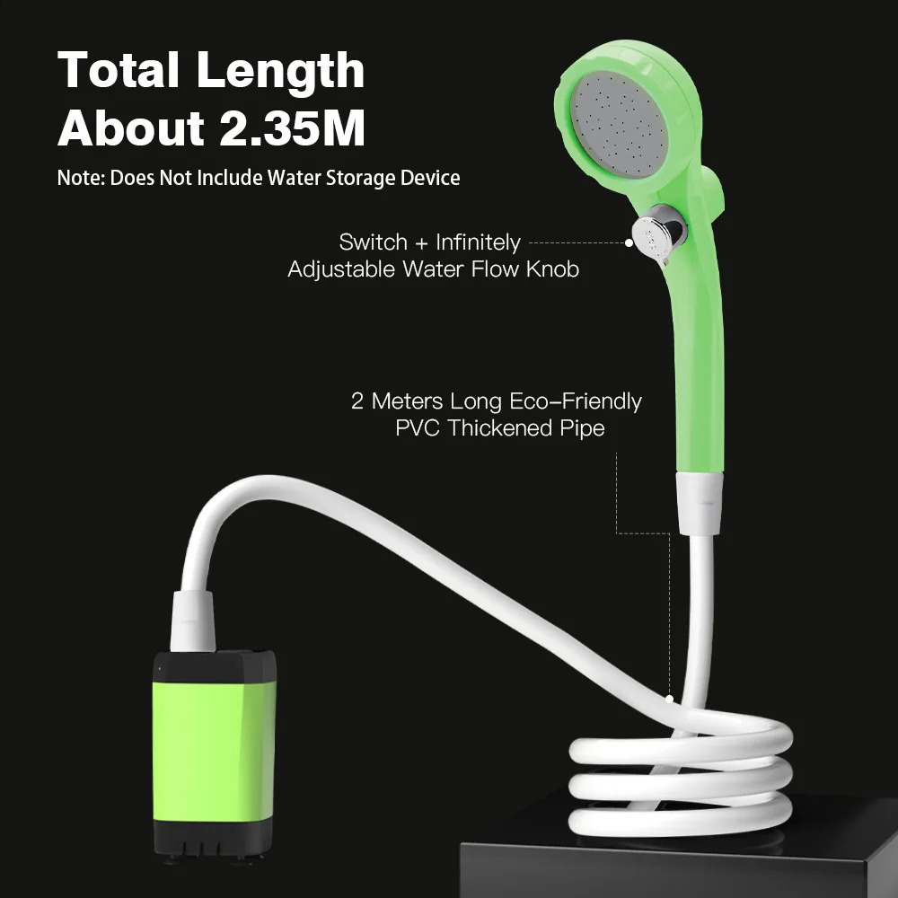 Lixada 6000mAh Portable Camping Shower Pump RV Outdoor Kit wFull Screen Intelligent Digital Display Camp 240820