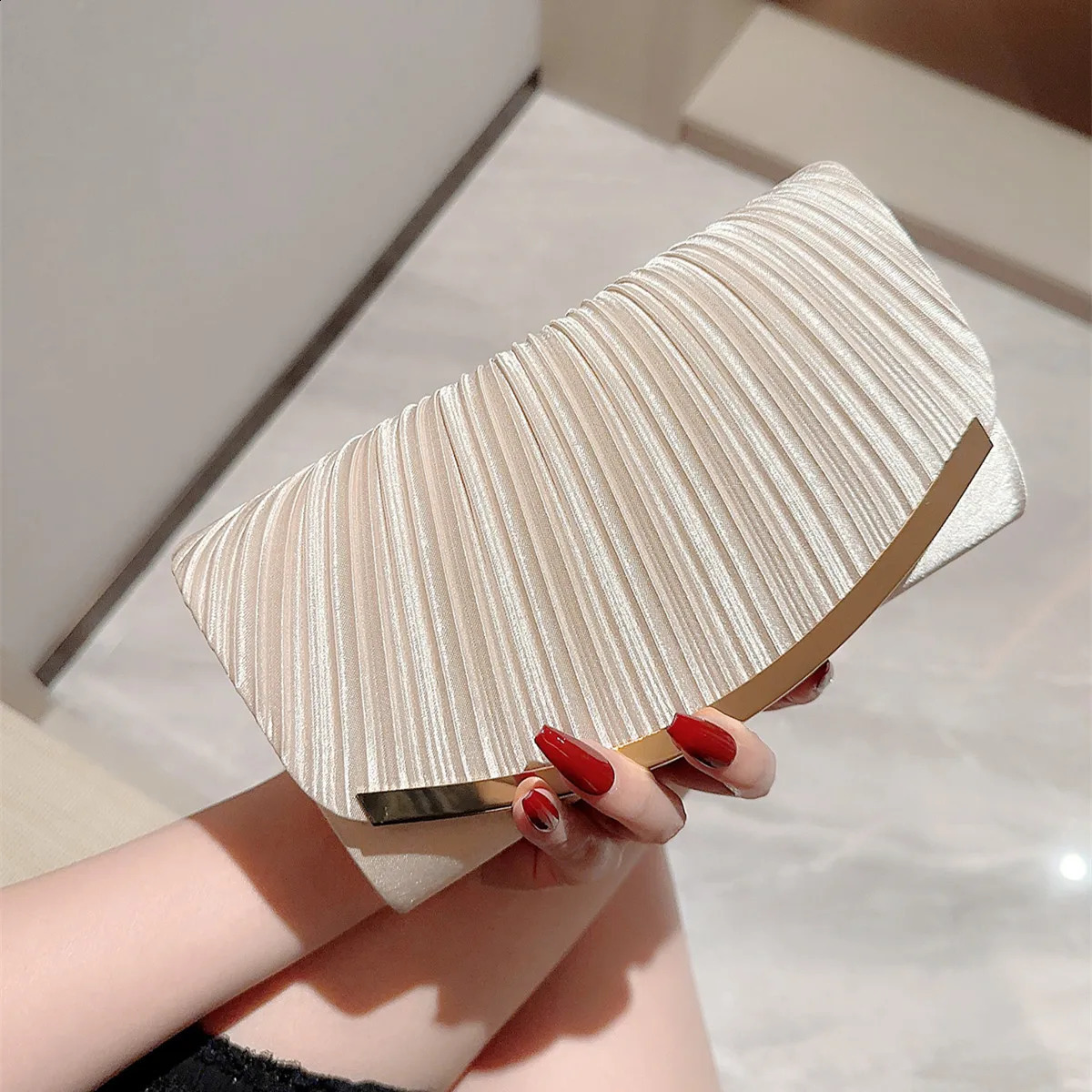Women Clutch Bag Ladies Handbag Evening For Wedding Party Shoulder Bags Chain Dinner Silk Solid Color 240822