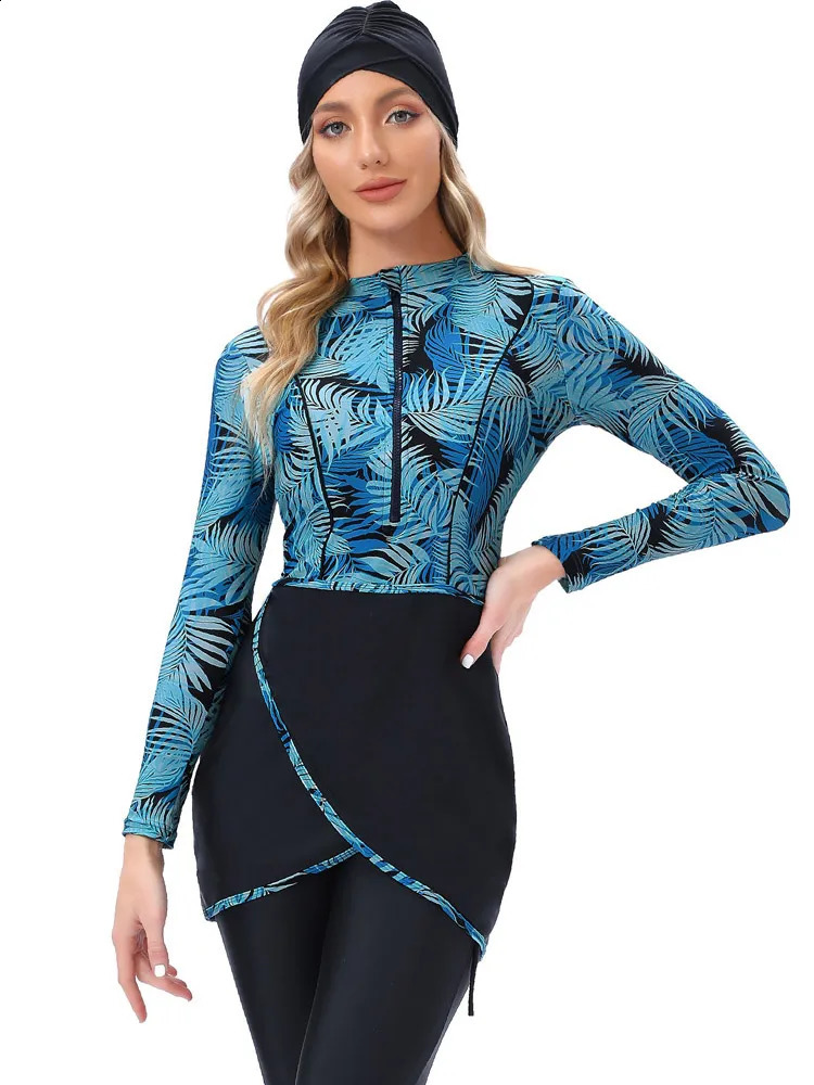 Muslim Swimwear Women Modest Long Sleeves Swimsuit 3pcs Islamic Burkinis 240823