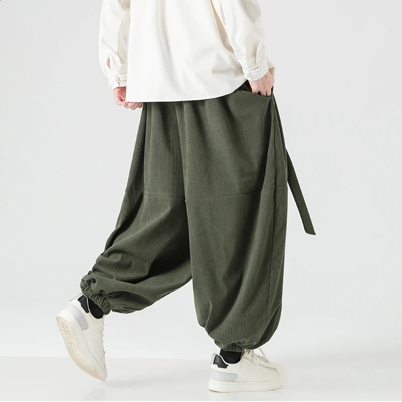 Corduroy For Men Pants Oversized Casual Autumn Wide Leg Trousers Streetwear Harem MenWoman Elastic Waist Loose 240822