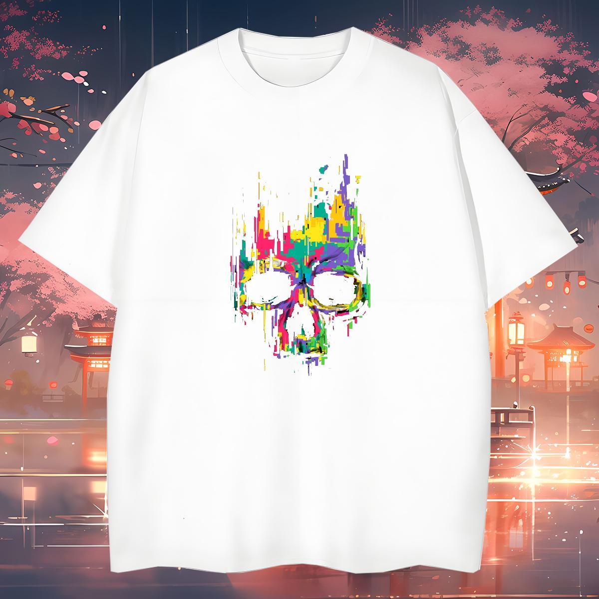 Wholesale T Shirt For Man 230g Pure Cotton skull Summer Casual Asian Size Breathable Crew Neck Men Clothes T-Shirt 2024 Designer Tee Shirt