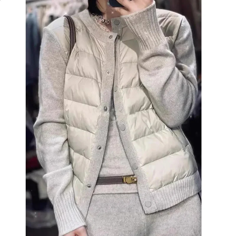 winter spliced down jacket cotton padded cropped fashionable casual cardigan womens 240822