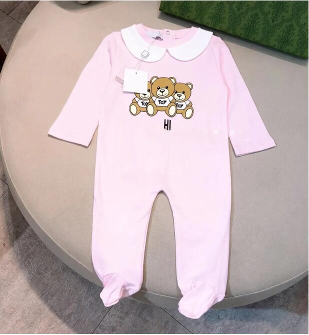 Rompers Newborn Baby Girl Romper Cotton Clothes Print Cute Cartoon Bear New Born Baby Girls Jumpsuits Hat Bibs Outfit 3pcs/setY2501195TMN