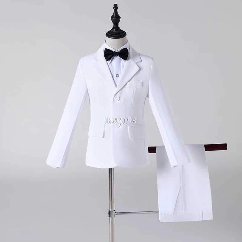 Childrens White Formal 3-Piece Flower Boy Wedding Party Baptist Host Dress Clothing Childrens Jacket Set W240823
