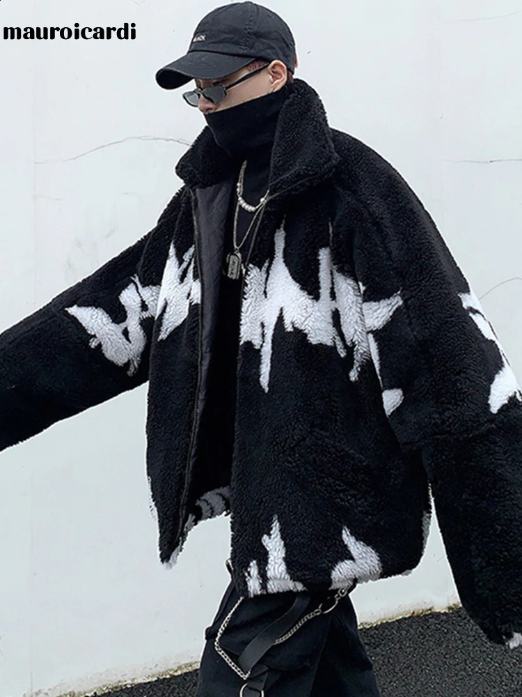 Mauroicardi Winter Ultra fine Warm Fluffy Artificial Fur Jacket Mens Lagrand Long Sleeve Zipper er Clothing 240930
