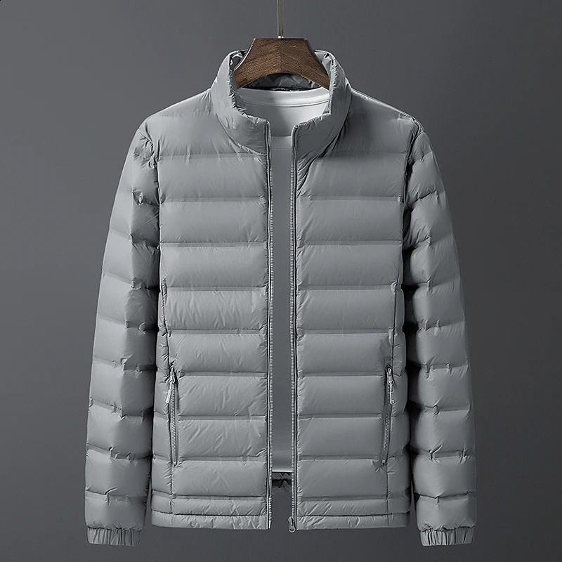 5XL 6XL 7XL 8XL Plus size mens lightweight down jacket autumnwinter youth casual stand up collar white duck 240822