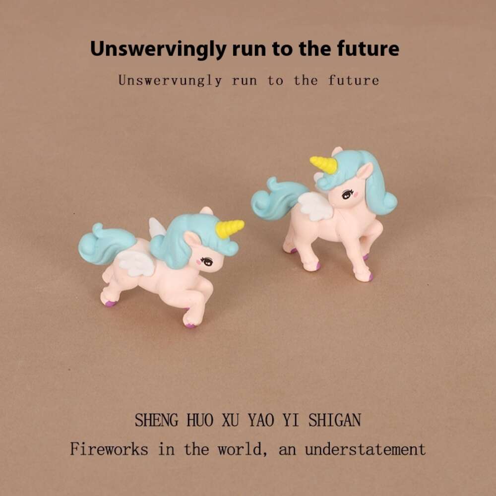 Adorable Mini Unicorn Micro Scenes - Handcrafted Plastic DIY Desktop Ornament Set for Your Office Space