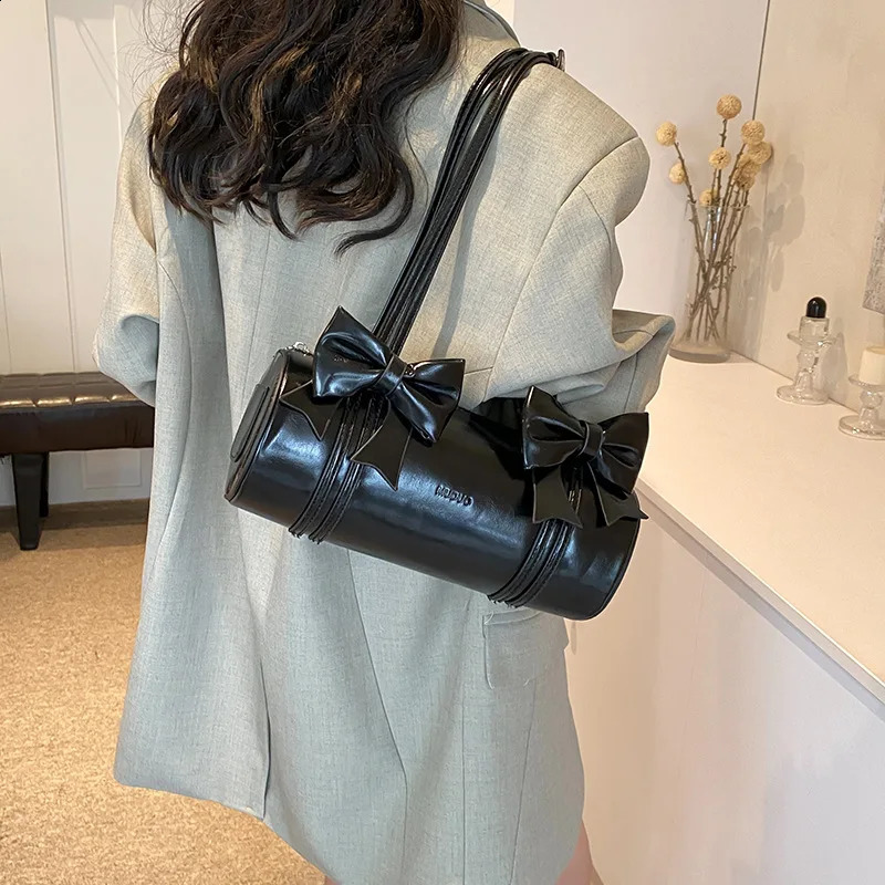 Red Bow Tote Bag Fashion High Quality PU Leather Messenger Bag Women Lage Capacity Handbags Female Shoulder Bag 240822