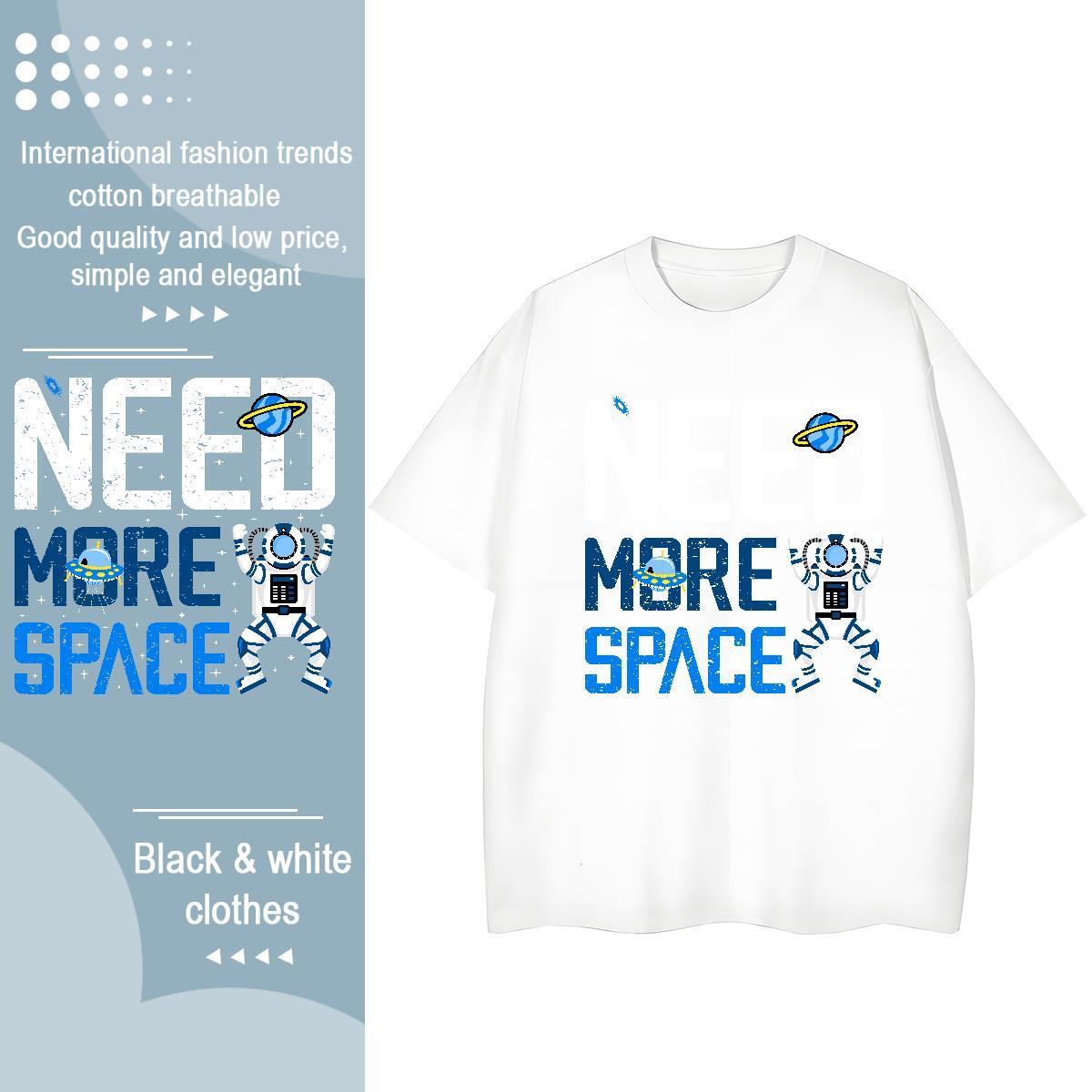 Popular Woman Tshirt 230g Pure Cotton cosmonaut Hip Hop T Shirts Women Crew Neck Breathable Customized Tops