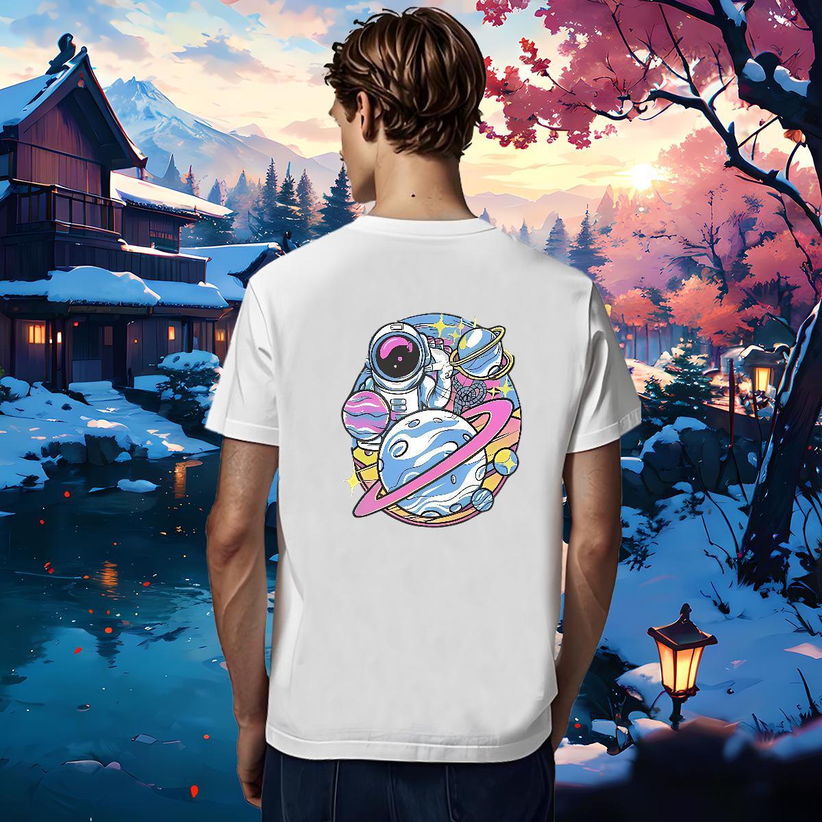 Wholesale T-Shirts for Men 230g 100% Cotton spaceman Beach White Plus Size Breathable Men Tshirts 2024 Designer Wear