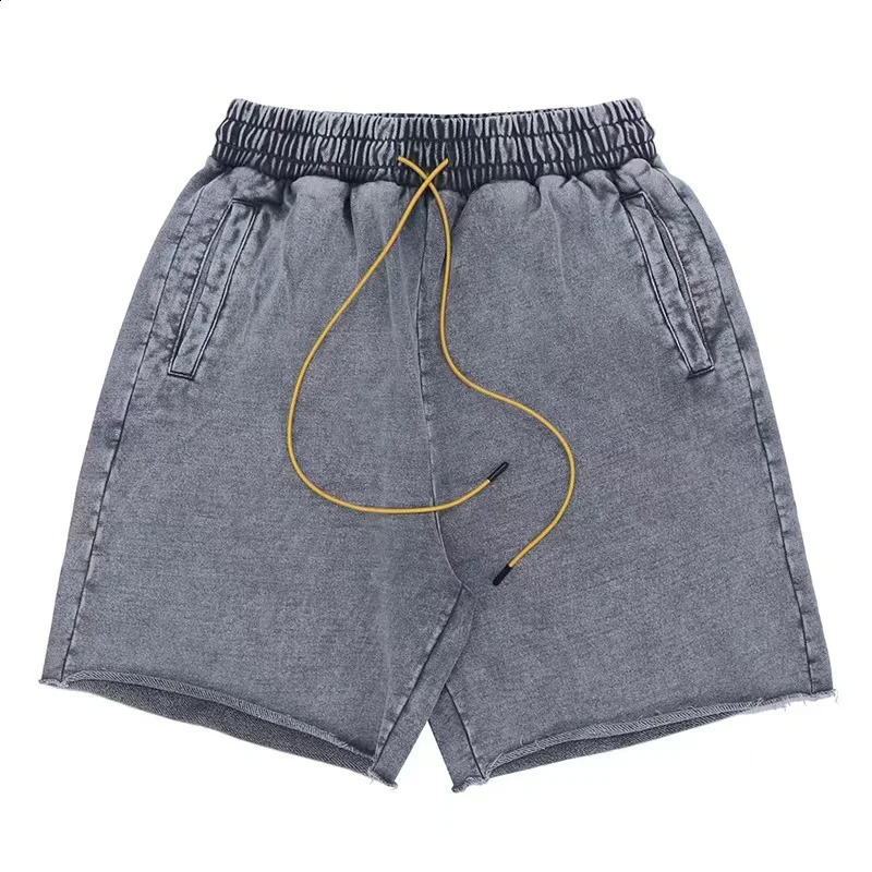 400g heavy wash vintage solid color sports shorts casual pants 240822
