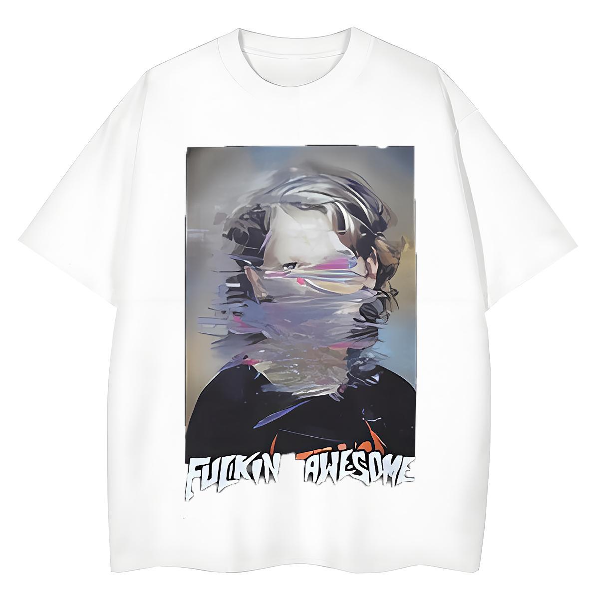 Designer Nice Women Tees 230g Pure Cotton painting Casual T-Shirts Round Neck Short Sleeve Anime Tops