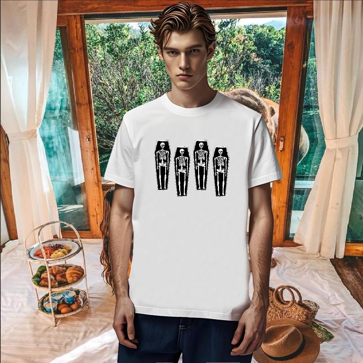 Comfortable Man T Shirts 230g 100% Cotton skull Casual Beach DIY Breathable Crew Neck Men Tshirts Classic Casual Tees
