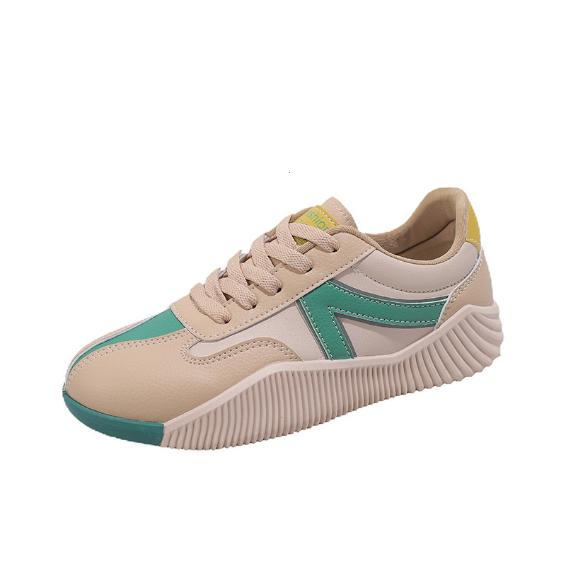 Ddmysports For Women New Spring Autumn Versatile Thick Bottom Splicing Personalized Sports And Leisure Leather Surface Board Shoes OUTDOOR