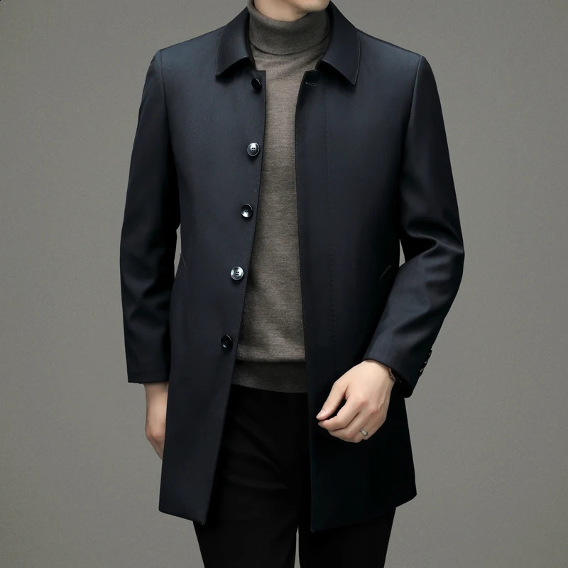 autumn fashion coat mens High quality trench coat Business Casual fleece warmth jackets Mens Clothing size M-4XL 240822